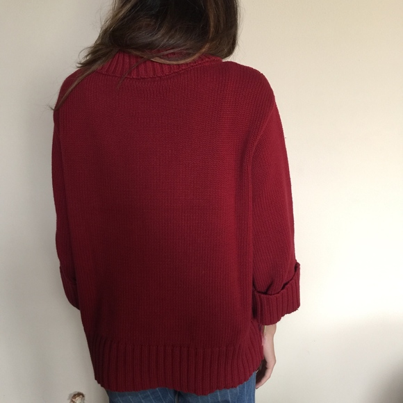Red Collared Sweater Size Medium - Picture 2 of 3
